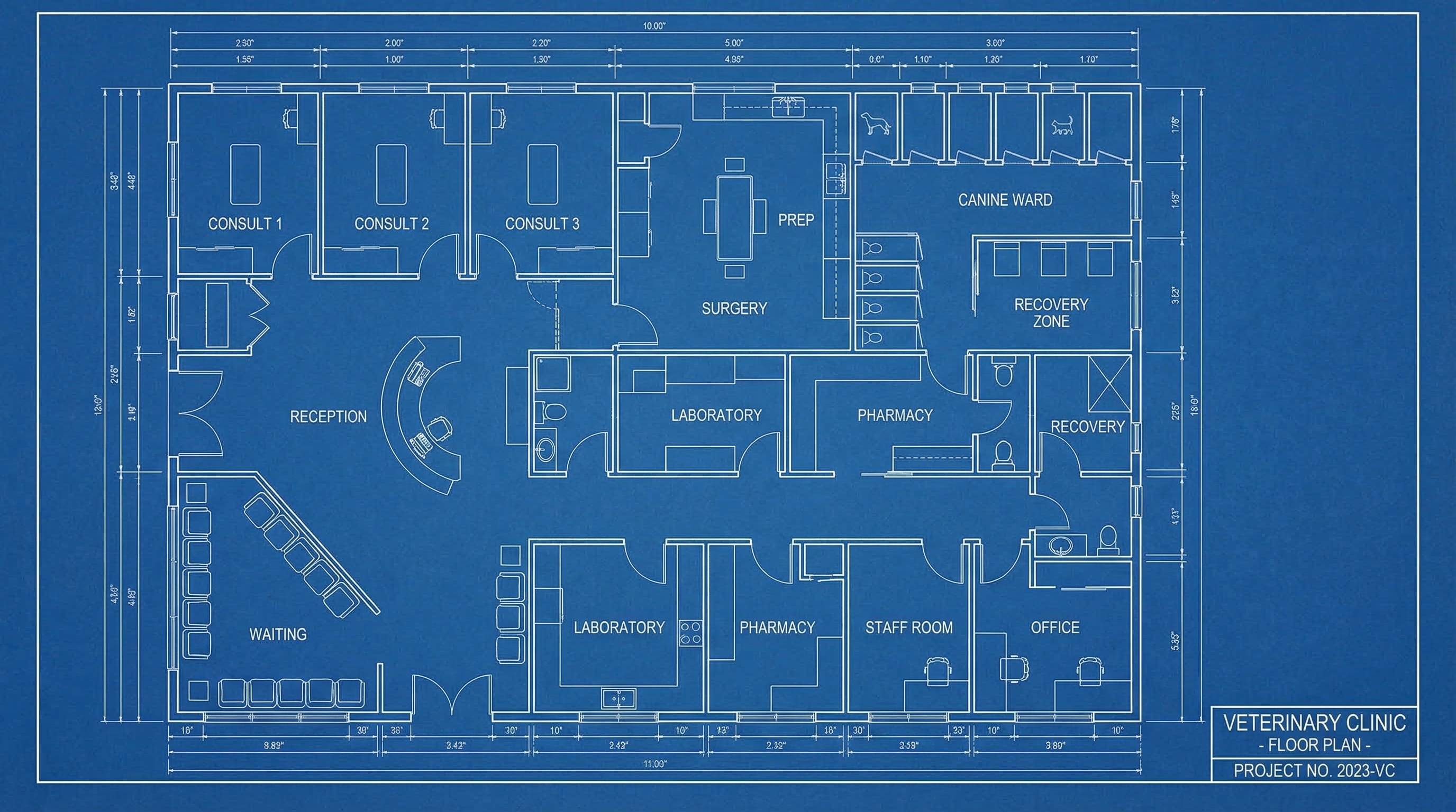 Veterinary clinic architectural blueprint for project definition