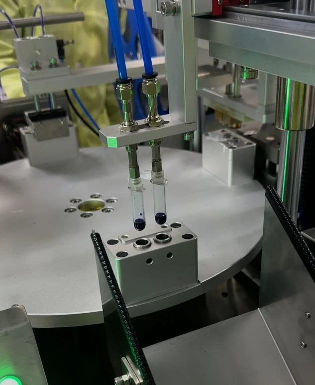 Automated reagent dispensing equipment operating at a specialist manufacturing partner